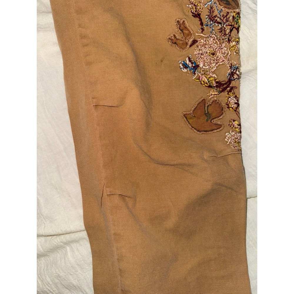 Anthropologie The wanderer embroidered cargo pants tan boho mid rise size 26" - Picture 11 of 12